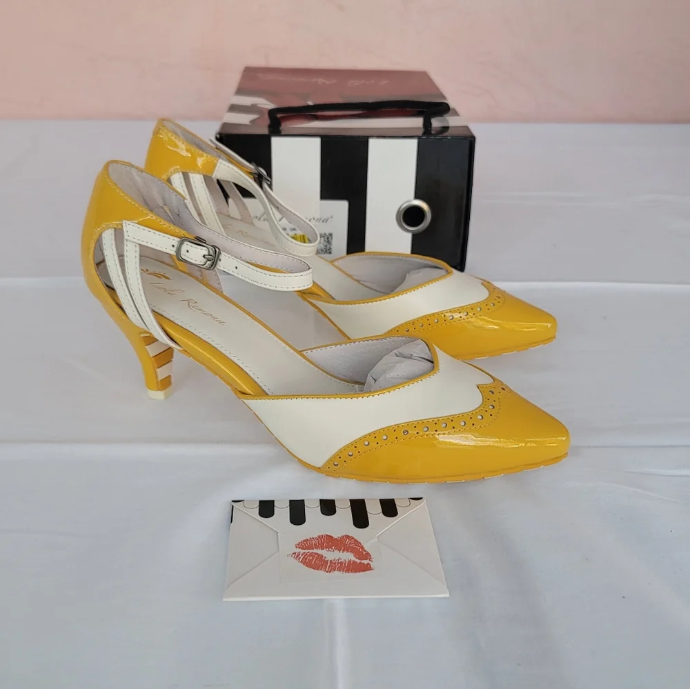 Lola Ramona Kitten Heels Pumps Retro Shoes - Picture 2 of 15